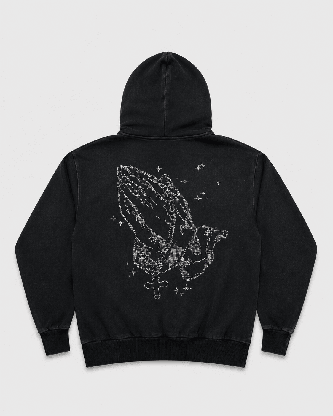 PRAYING HANDS RHINESTONE BOXY HOODIE – La Familia Forever