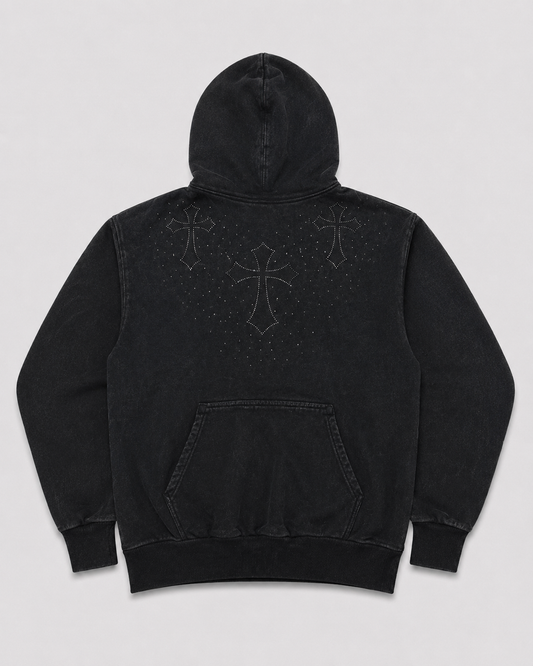 Triple Cross Rhinestone Hoodie