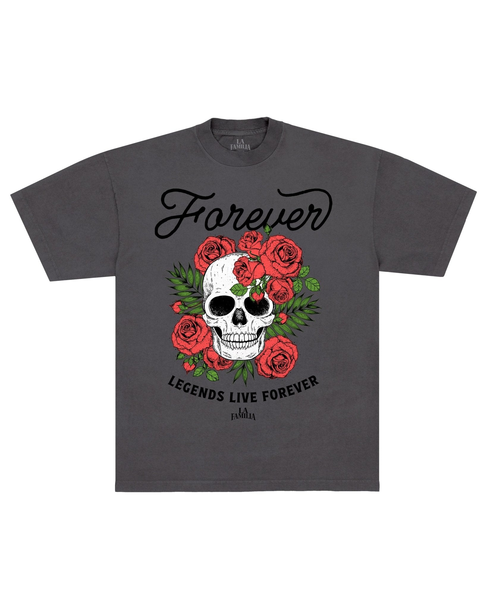 FOREVER SKULL DROP SHOULDER HEAVY WEIGHT BOXY TEE - La Familia Forever