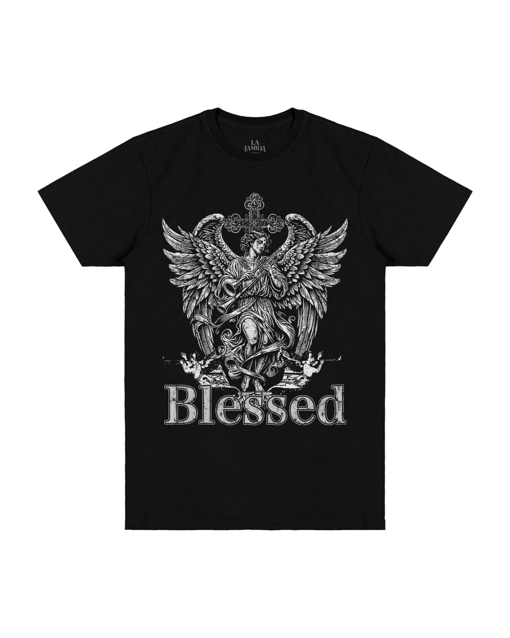 HEAVY WEIGHT BOXY BLESSED ANGEL TEE - La Familia Forever