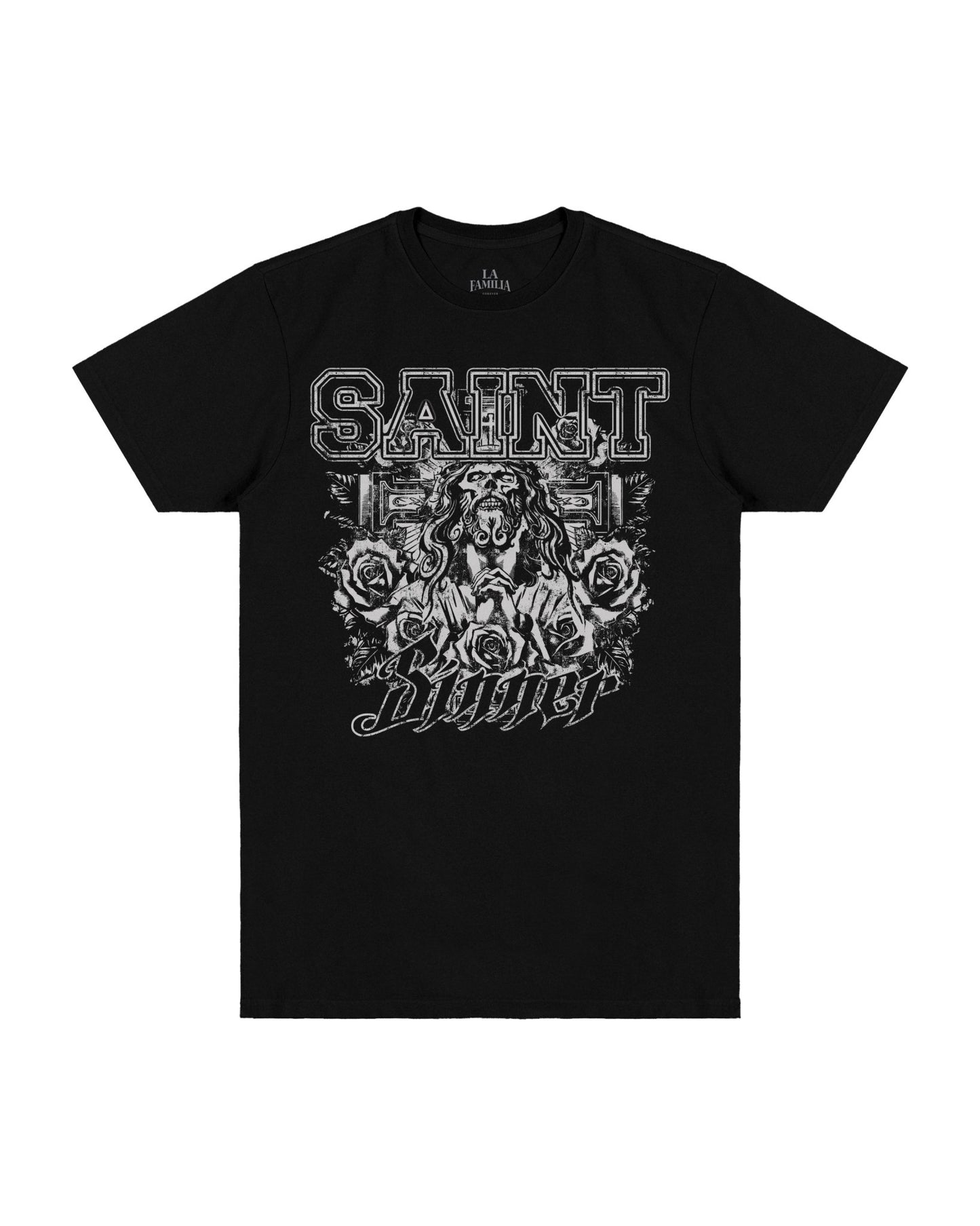 HEAVY WEIGHT BOXY SAINT SINNER TEE - La Familia Forever