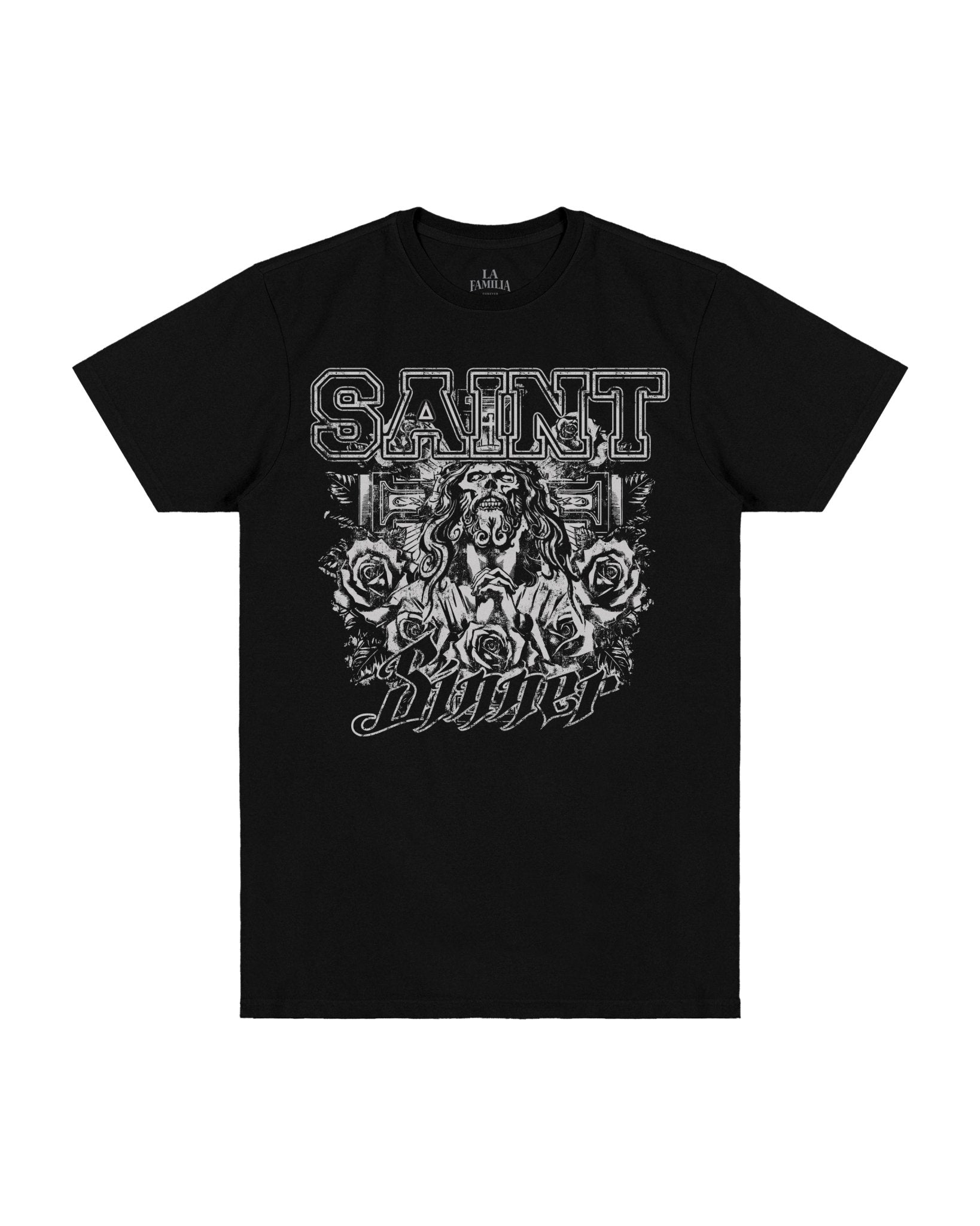 HEAVY WEIGHT BOXY SAINT SINNER TEE - La Familia Forever