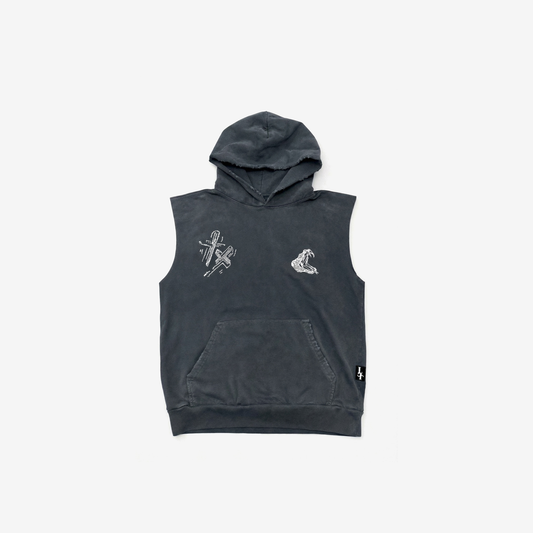 DOUBLE CROSS RHINESTONE & SERPENT EMBROIDERED HOODIE