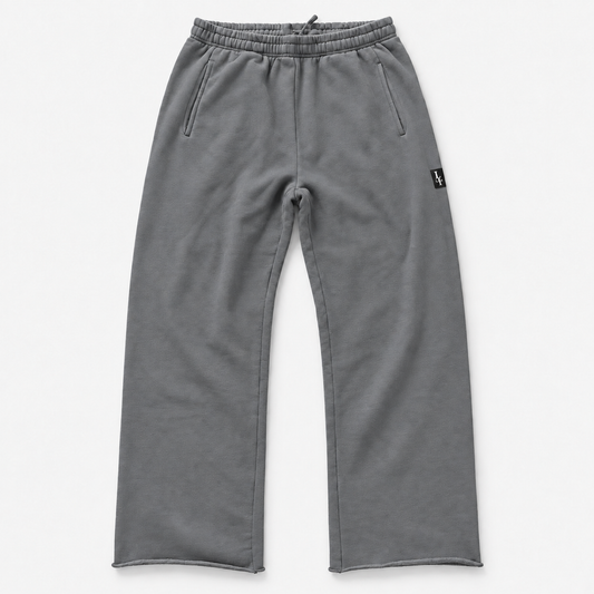 LF Wide Leg Raw Edge Steel Grey front