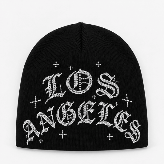 LOS ANGELES RHINESTONE BEANIE - La Familia Forever