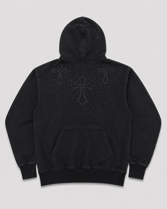 Triple Cross Rhinestone Hoodie - La Familia Forever