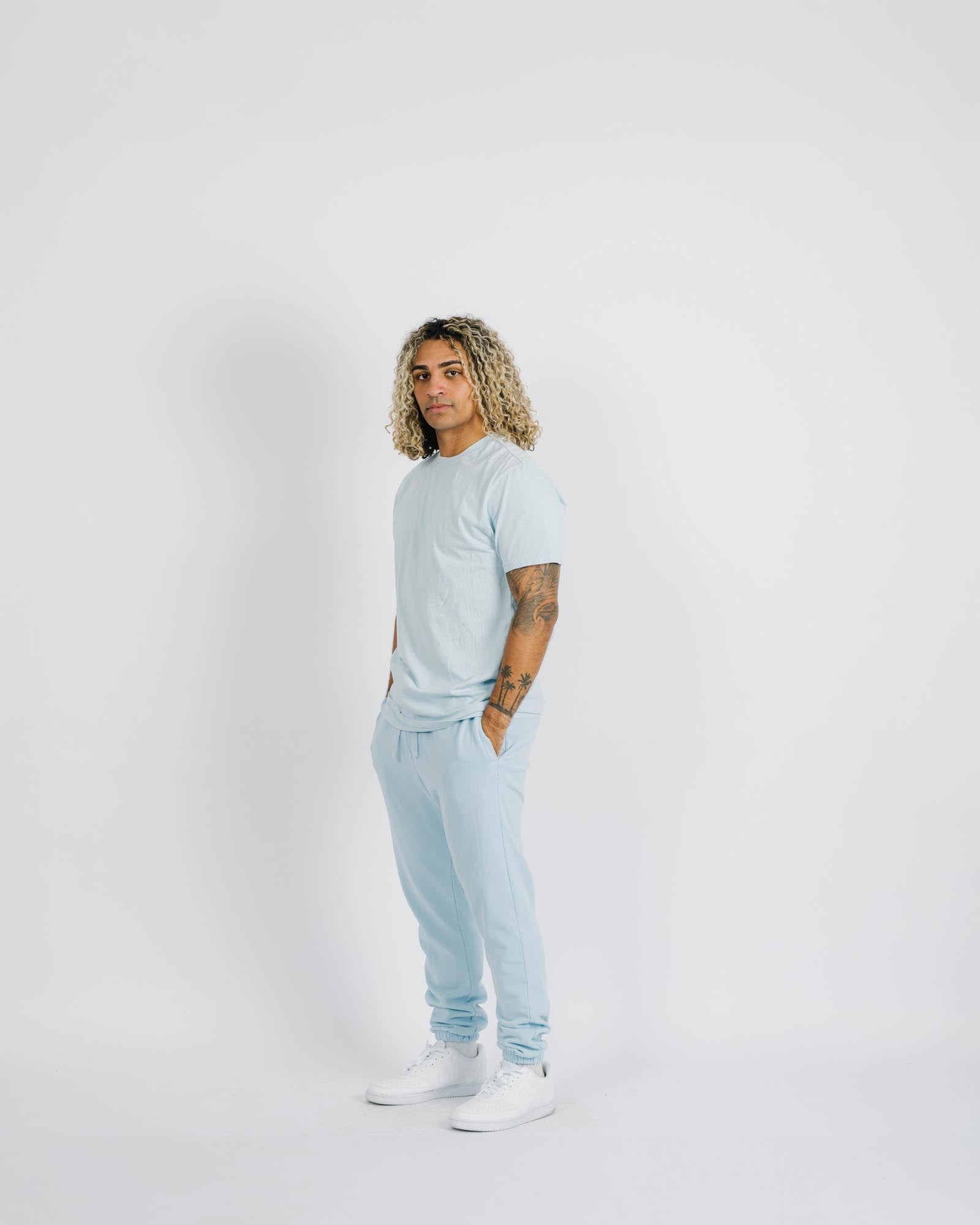 NECESSARY PREMIUM MID-WEIGHT TEE (BABY BLUE) - La Familia Forever